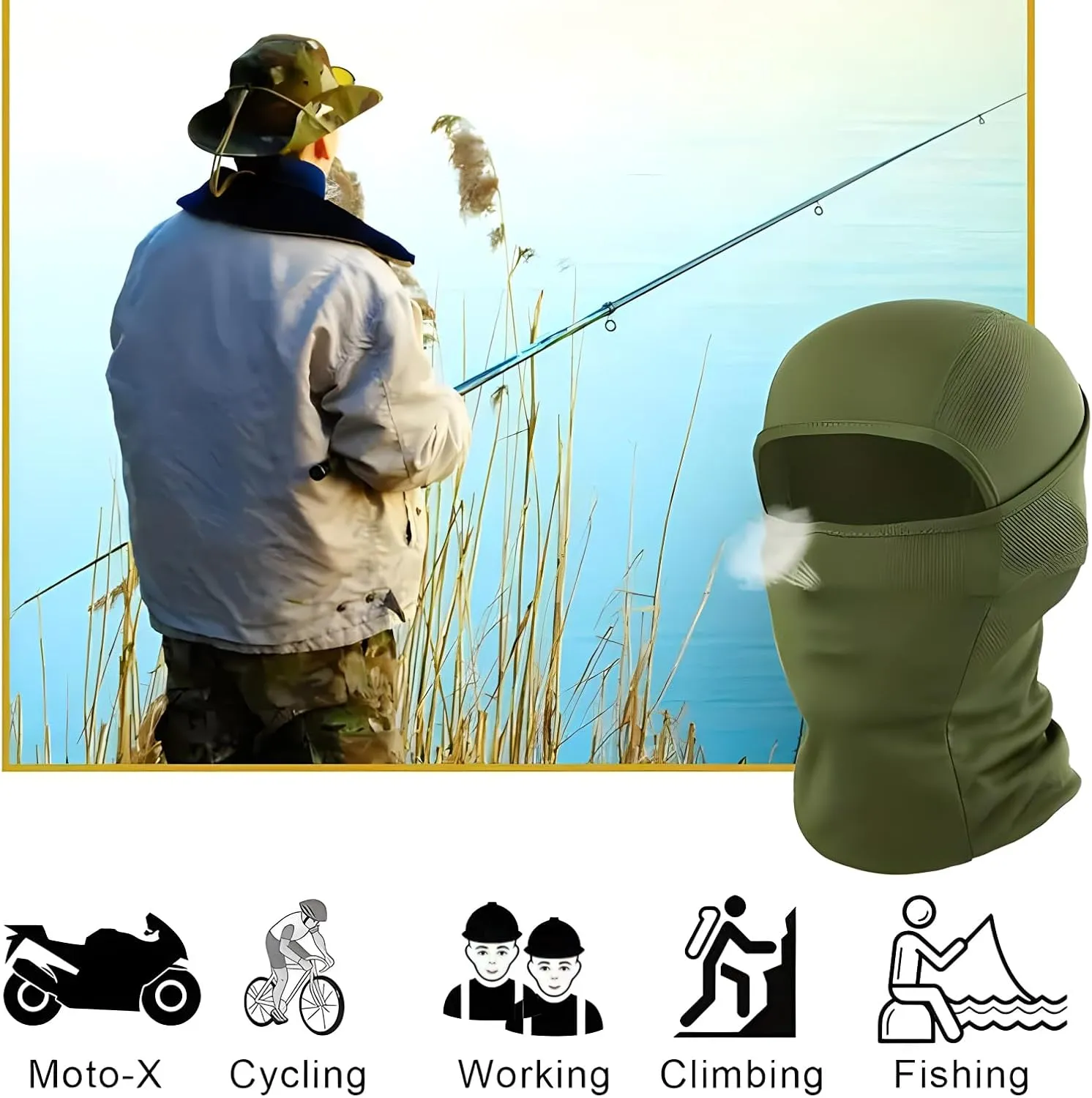 6 Packs Ski Mask Sun UV Protection Hood Breathable, Balaclava Face Mask for Men Women - Motorcycle Fish