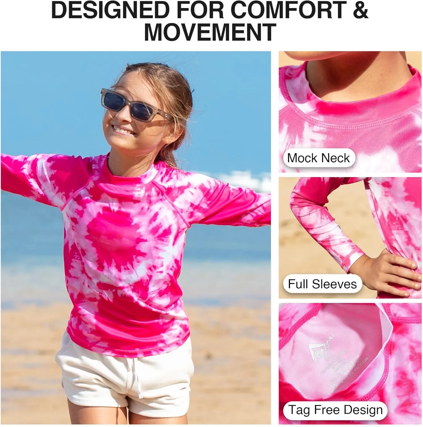 Kanu Surf Keri Rash Guard for Girls' UPF 50  Sun Protection Long Sleeve Girls' Swim Shirt