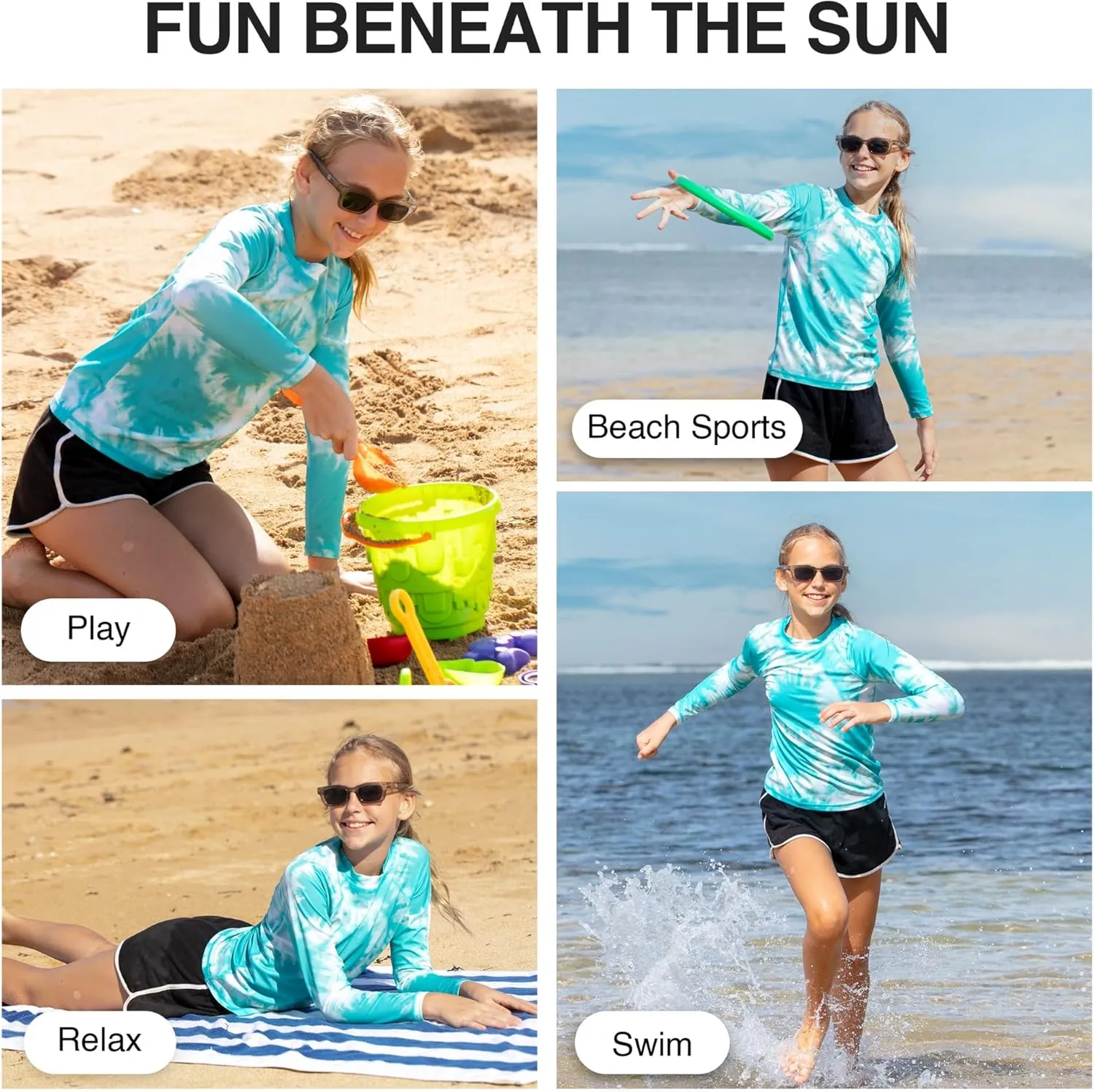 Kanu Surf Keri Rash Guard for Girls' UPF 50  Sun Protection Long Sleeve Girls' Swim Shirt