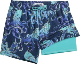maamgic Mens 5.5 Inch Swim Trunks with Compression Liner Board Shorts Quick Dry Beach Swimwear with Zipper Pockets