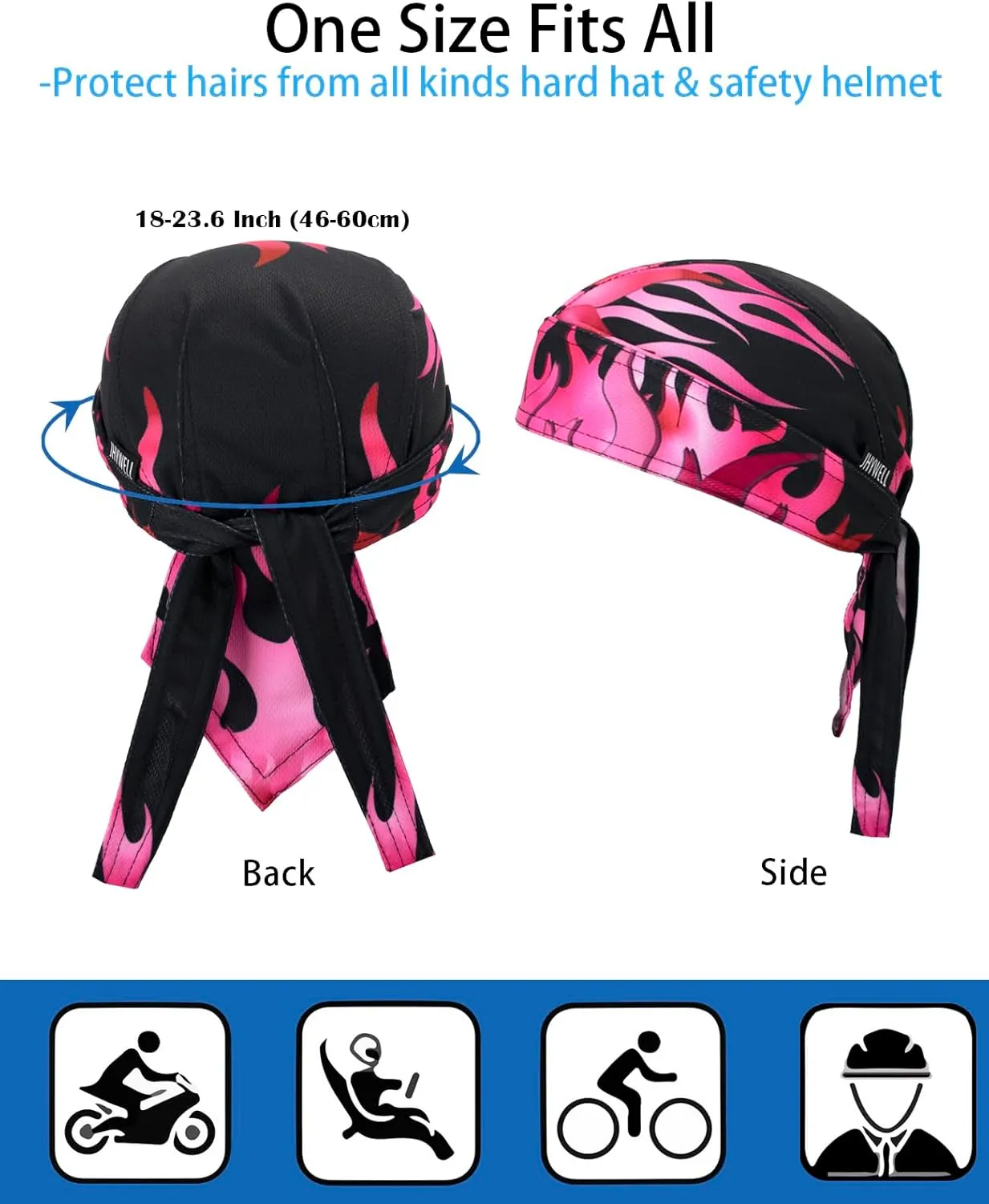 Sweat Wicking Doo Rag Cooling Dew Rag Helmet Liner Large Motorcycle Do Rags Head Wrap Bandana Skull Caps for Men and Women