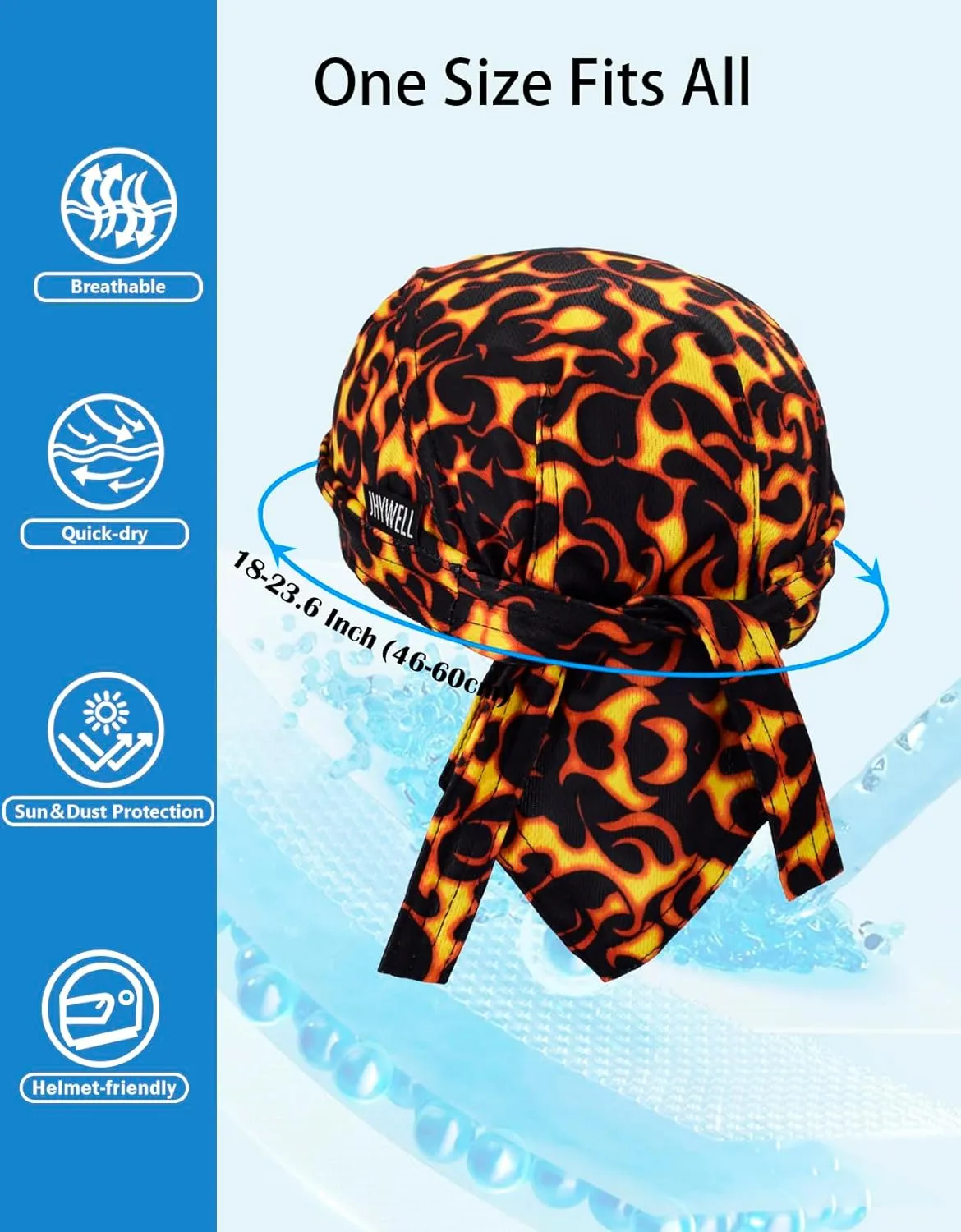 Sweat Wicking Doo Rag Cooling Dew Rag Helmet Liner Large Motorcycle Do Rags Head Wrap Bandana Skull Caps for Men and Women